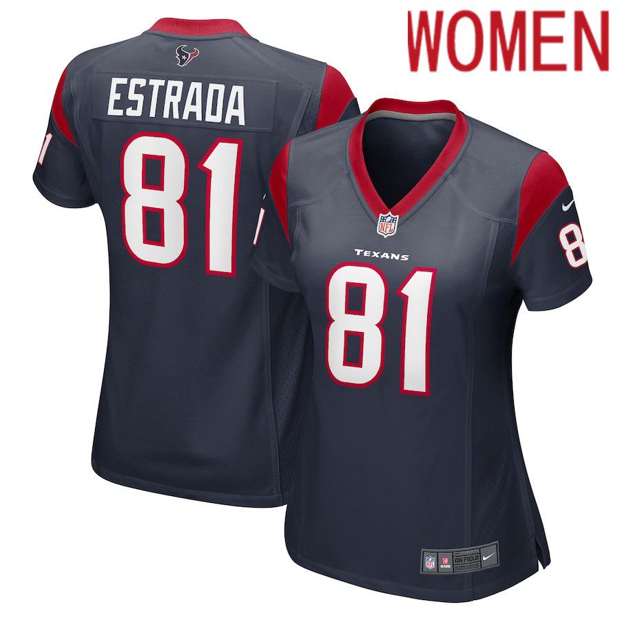 Women Houston Texans 81 Drew Estrada Nike Navy Game Player NFL Jersey